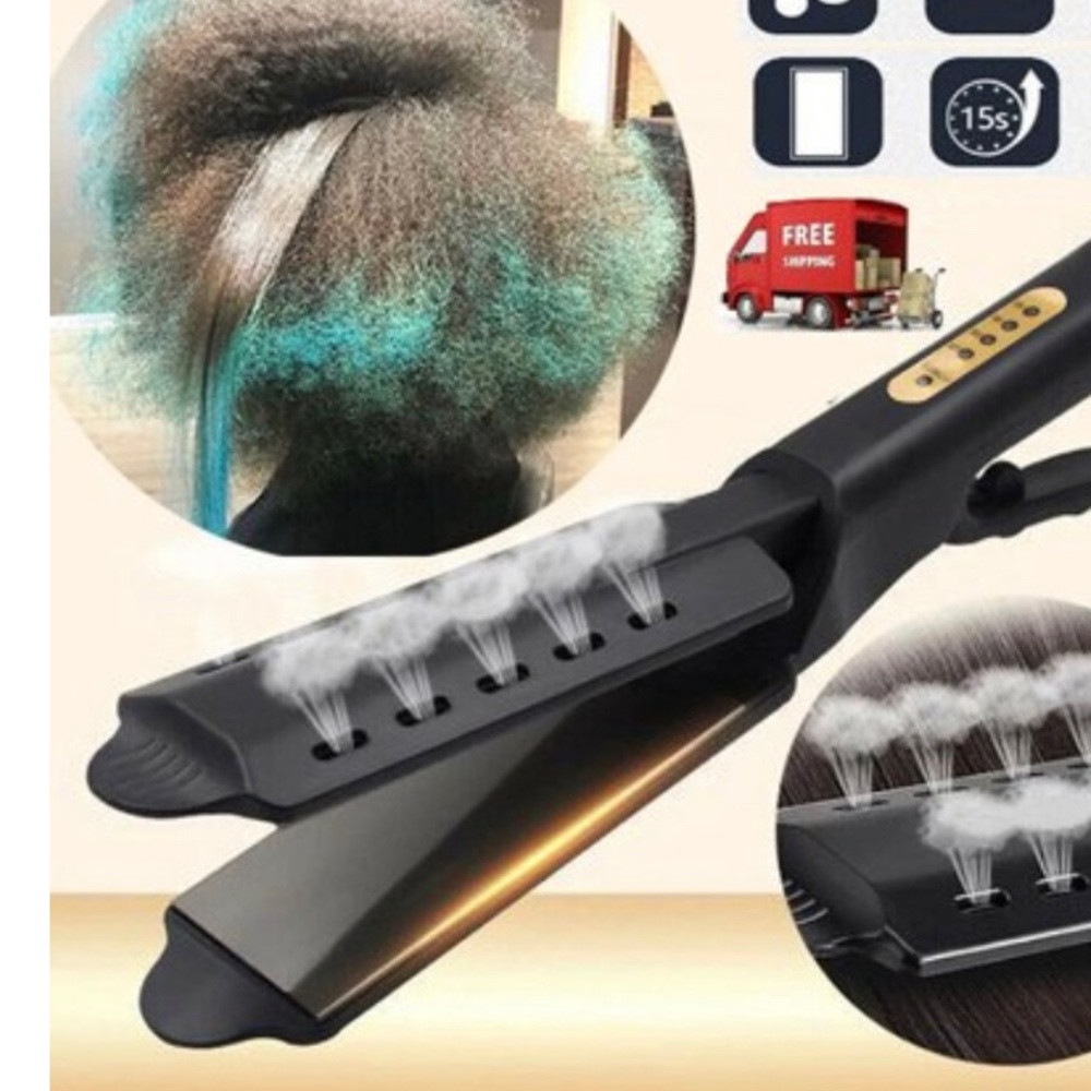 Professional Steam Hair Ionic Straightener Ceramic Flat Iron